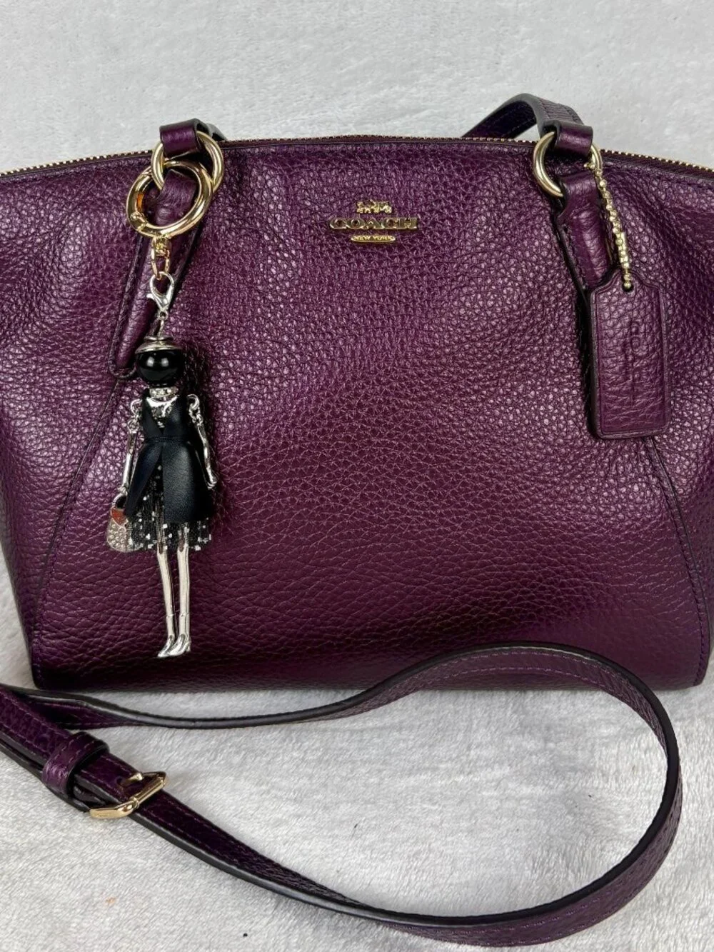 Coach Small Kelsey Satchel in Purple Pebble Leather